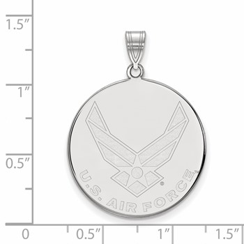 Sterling Silver Rhodium-plated LogoArt U.S. Air Force Extra Large Disc Pendant — alternate view