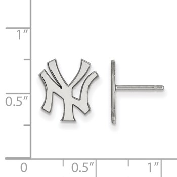 Sterling Silver Rhodium Plated Major League Baseball LogoArt New York Yankees N-Y Post Earrings — alternate view