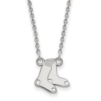 10k White Gold Major League Baseball LogoArt Boston Red Sox Small Pair of Socks Necklace