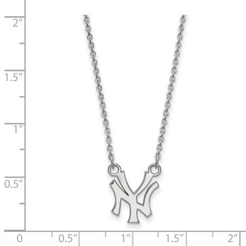 Sterling Silver Rhodium Plated Major League Baseball LogoArt New York Yankees Pendant Necklace — alternate view