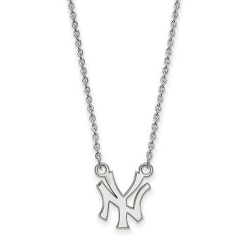 Sterling Silver Rhodium Plated Major League Baseball LogoArt New York Yankees Pendant Necklace