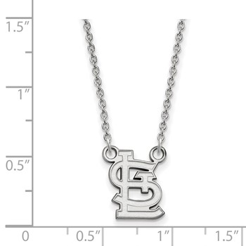 14k White Gold Major League Baseball LogoArt St. Louis Cardinals St. L Small Pendant Necklace — alternate view