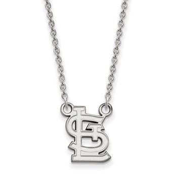 14k White Gold Major League Baseball LogoArt St. Louis Cardinals St. L Small Pendant Necklace