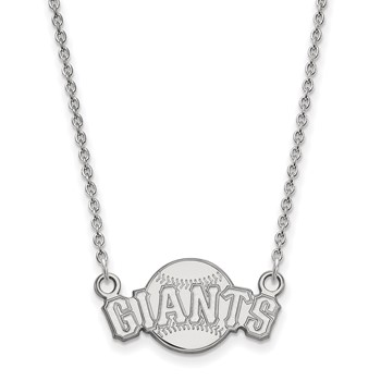 10k White Gold Major League Baseball LogoArt San Francisco Giants Baseball Small Necklace