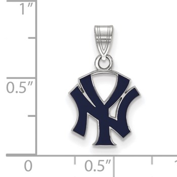 Sterling Silver Rhodium Plated Major League Baseball LogoArt New York Yankees Enamel Pendant — alternate view