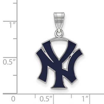 Sterling Silver Rhodium Plated Major League Baseball LogoArt New York Yankees Enamel Pendant — alternate view