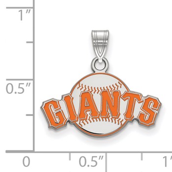 Sterling Silver Rhodium Plated Major League Baseball LogoArt San Francisco Giants Enamel Pendant — alternate view
