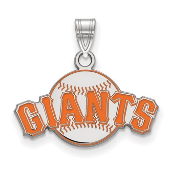 Sterling Silver Rhodium Plated Major League Baseball LogoArt San Francisco Giants Enamel Pendant