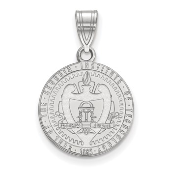 10k White Gold LogoArt Georgia Institute of Technology Medium Crest Pendant