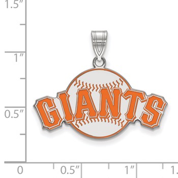 Sterling Silver Rhodium Plated Major League Baseball LogoArt San Francisco Giants Enamel Pendant — alternate view