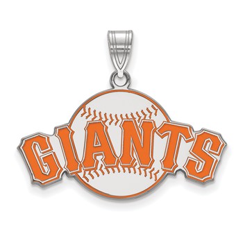 Sterling Silver Rhodium Plated Major League Baseball LogoArt San Francisco Giants Enamel Pendant