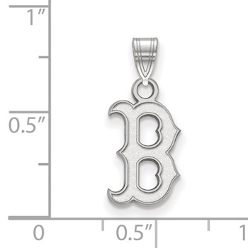 14k White Gold Major League Baseball LogoArt Boston Red Sox Letter B Small Pendant — alternate view