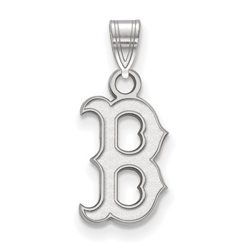 14k White Gold Major League Baseball LogoArt Boston Red Sox Letter B Small Pendant