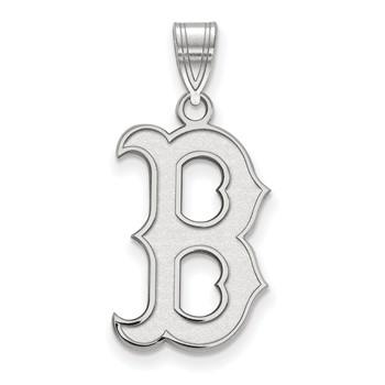 10k White Gold Major League Baseball LogoArt Boston Red Sox Letter B Large Pendant