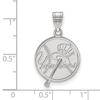 14k White Gold Major League Baseball LogoArt New York Yankees Top Hat Large Pendant — alternate view