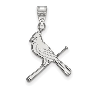 14k White Gold Major League Baseball LogoArt St. Louis Cardinals Bird/Bat Large Pendant