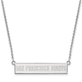 Sterling Silver Rhodium Plated Major League Baseball LogoArt San Francisco Giants Bar Necklace