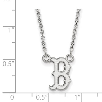 14k White Gold Major League Baseball LogoArt Boston Red Sox Letter B Pendant Necklace — alternate view