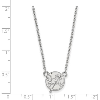 Sterling Silver Rhodium Plated Major League Baseball LogoArt New York Yankees Pendant Necklace — alternate view