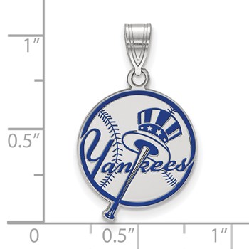 Sterling Silver Rhodium Plated Major League Baseball LogoArt New York Yankees Hat Enamel Pendant — alternate view