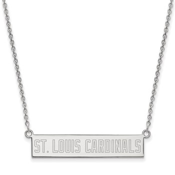 SS/Rh-p Major League Baseball LogoArt St. Louis Cardinals Bar Necklace