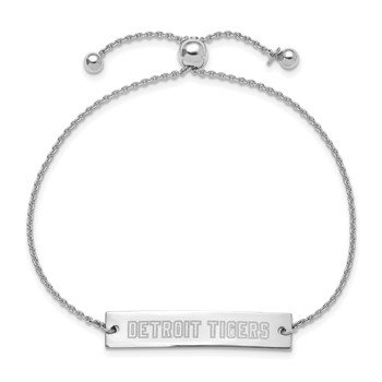 Sterling Silver Rhodium Plated Major League Baseball LogoArt Detroit Tigers Adjustable Bracelet — alternate view