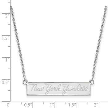 Sterling Silver Rhodium Plated Major League Baseball LogoArt New York Yankees Bar Necklace — alternate view