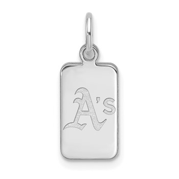 Sterling Silver Rhodium Plated Major League Baseball LogoArt Oakland Athletics Tag Pendant