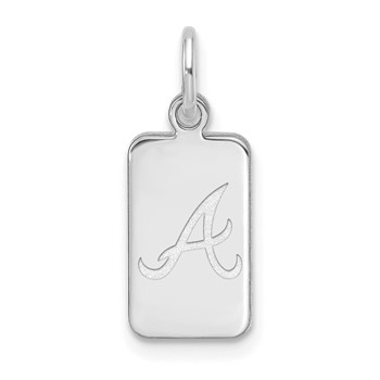 Sterling Silver Rhodium Plated Major League Baseball LogoArt Atlanta Braves Tag Pendant