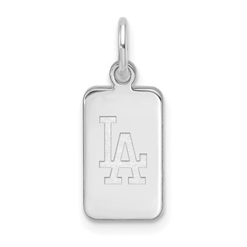 Sterling Silver Rhodium Plated Major League Baseball LogoArt Los Angeles Dodgers Tag Pendant