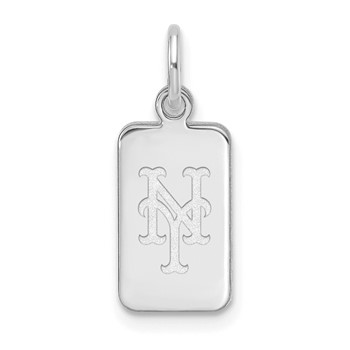 Sterling Silver Rhodium Plated Major League Baseball LogoArt New York Mets Tag Pendant