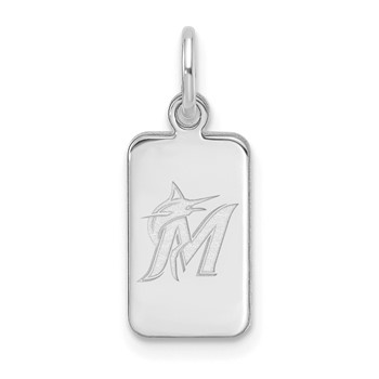 Sterling Silver Rhodium Platedl Major League Baseball LogoArt Miami Marlins Tag Pendant