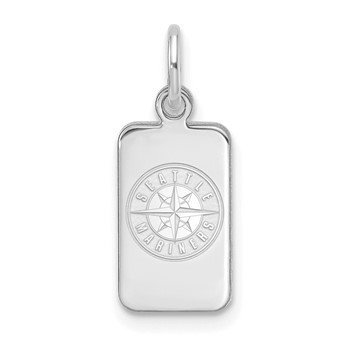 Sterling Silver Rhodium Plated Major League Baseball LogoArt Seattle Mariners Tag Pendant