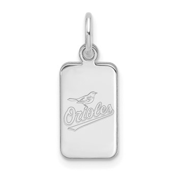 Sterling Silver Rhodium Plated Major League Baseball LogoArt Baltimore Orioles Tag Pendant