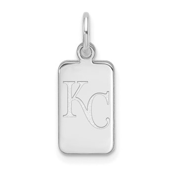 Sterling Silver Rhodium Plated Major League Baseball LogoArt Kansas City Royals Tag Pendant