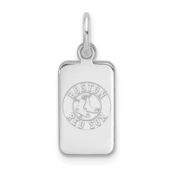 Sterling Silver Rhodium Plated Major League Baseball LogoArt Boston Red Sox Tag Pendant