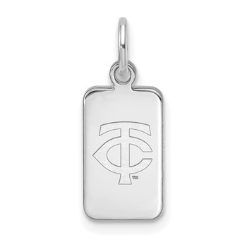Sterling Silver Rhodium Plated Major League Baseball LogoArt Minnesota Twins Tag Pendant