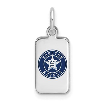 Sterling Silver Rhodium Plated Major League Baseball LogoArt Houston Astros Enameled Tag Pendant