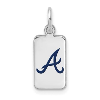 Sterling Silver Rhodium Plated Major League Baseball LogoArt Atlanta Braves Enamel Tag Pendant