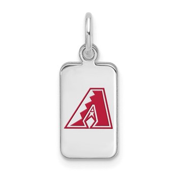 Sterling Silver Rhodium Plated Major League Baseball LogoArt Arizona Diamondbacks Enamel Tag Pendant