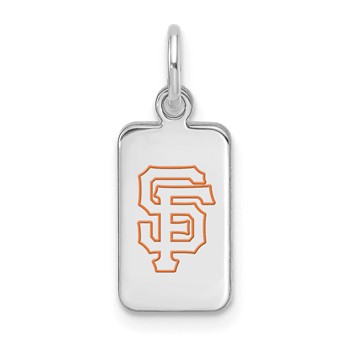 Sterling Silver Rhodium Plated Major League Baseball LogoArt San Francisco Giants Enamel Tag Pendant