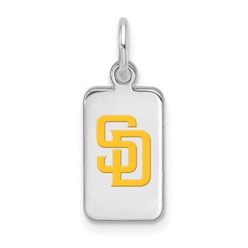 Sterling Silver Rhodium Plated Major League Baseball LogoArt San Diego Padres Enamel Tag Pendant