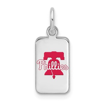 Sterling Silver Rhodium Plated Major League Baseball LogoArt Philadelphia Phillies Enamel Tag Pendant