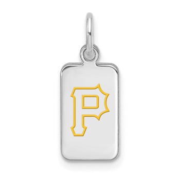 Sterling Silver Rhodium Plated Major League Baseball LogoArt Pittsburgh Pirates Enamel Tag Pendant