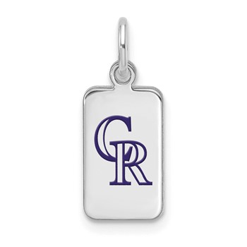 Sterling Silver Rhodium Plated Major League Baseball LogoArt Colorado Rockies Enamel Tag Pendant