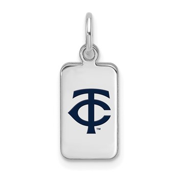 Sterling Silver Rhodium Plated Major League Baseball LogoArt Minnesota Twins Enamel Tag Pendant