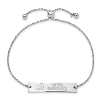 Sterling Silver Rhodium Plated Major League Baseball LogoArt Arizona Diamondbacks Name Bar Adjustable Bracelet — alternate view