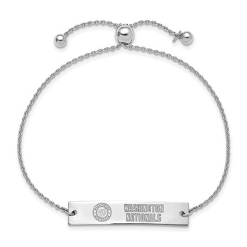 Sterling Silver Rhodium Plated Major League Baseball LogoArt Washington Nationals Name Bar Adjustable Bracelet — alternate view