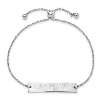 Sterling Silver Rhodium Plated Major League Baseball LogoArt Kansas City Royals Name Bar Adjustable Bracelet — alternate view