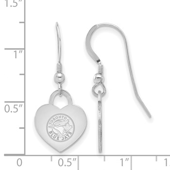SS/Rh-p Major League Baseball LogoArt Toronto Blue Jays Heart Dangle Earrings — alternate view